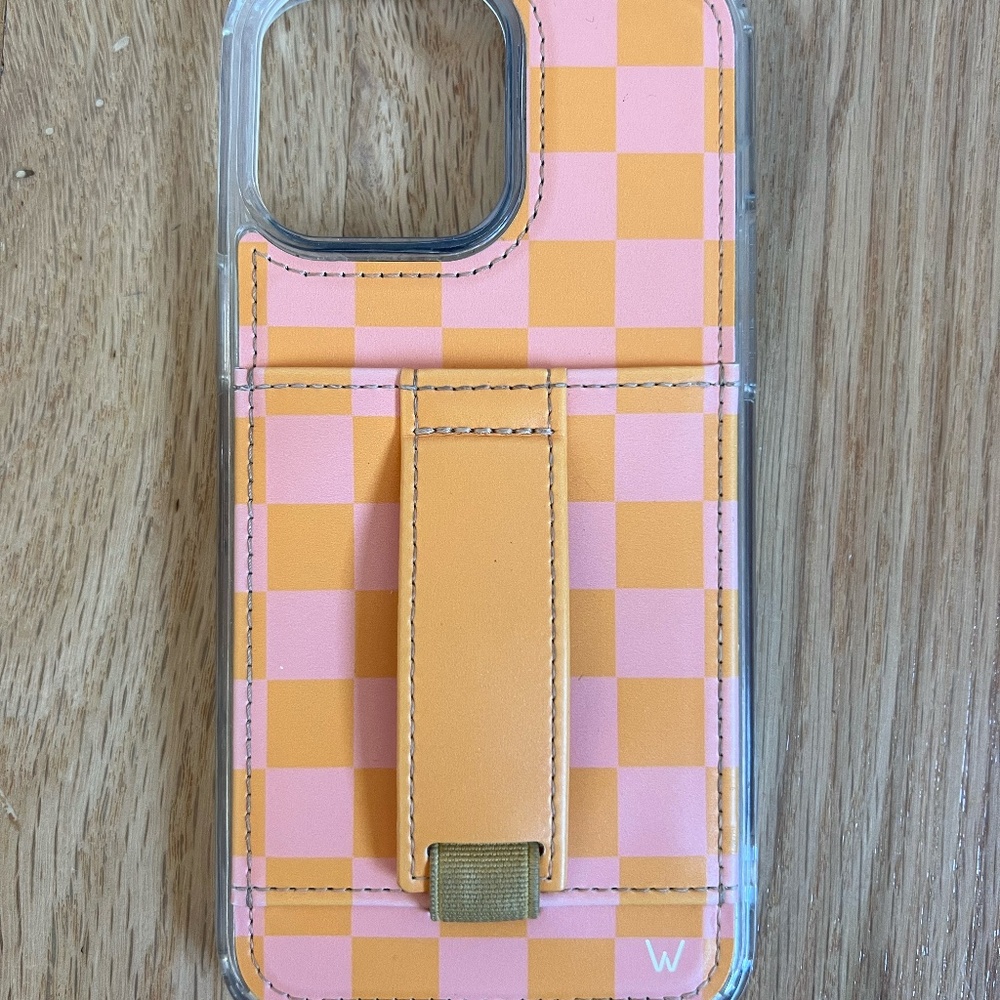 Walli Pink Orange Checkered Strap iPhone 14 Pro Max Case